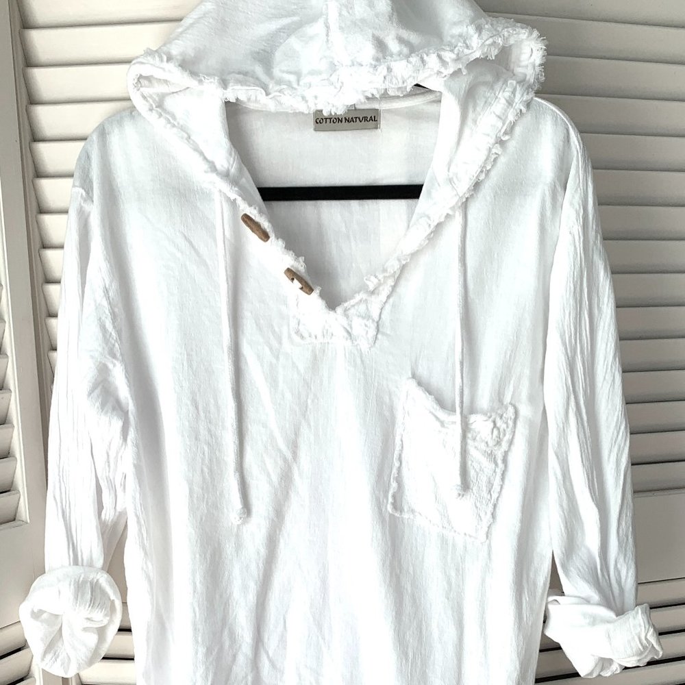 Never Worn Bright White Cotton Beach Hoodie Size XL
